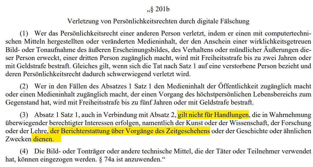 Der Entwurf des § 201b StGB und Deepfakes – eine rechtliche Einordnung