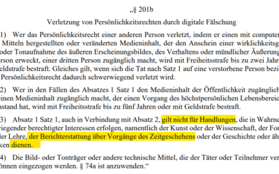 Der Entwurf des § 201b StGB und Deepfakes – eine rechtliche Einordnung