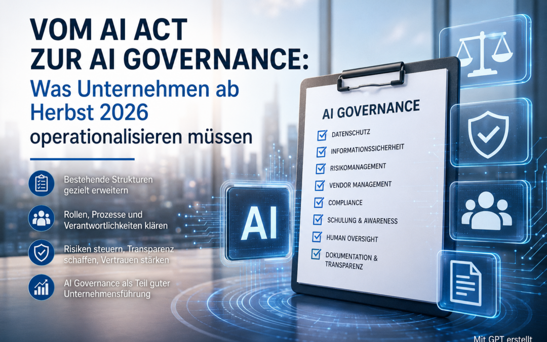 Vom AI Act zur AI Governance: Was Unternehmen ab Herbst 2026 operationalisieren müssen